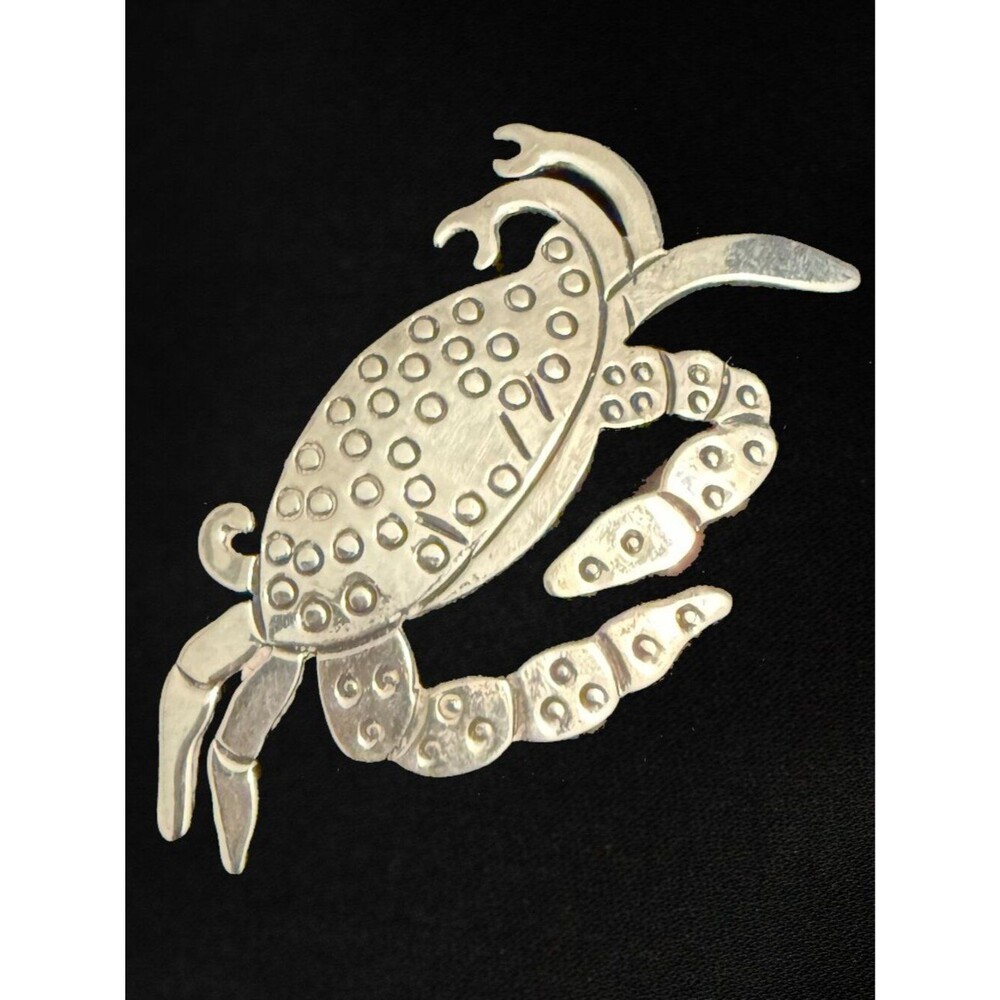 Vintage Taxco Mexico Sterling Silver Crab Brooch Pin Signed CFAL TH-01
